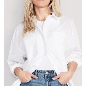 Old Navy Oversized Button-Down Boyfriend Shirt for Women Casual Preppy SZ L Tall